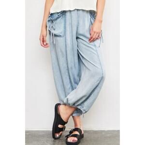 Mustard Seed Drawstring Cargo Jogger To Wide Leg Pants Light Wash Boho Indie S